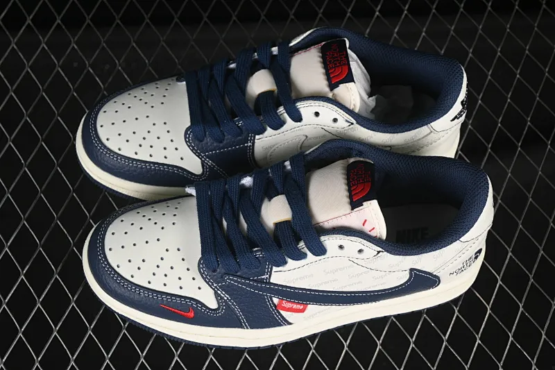 All categories Air Jordan Jordan series basketball shoes Air Jordan 1 Low high-end customized low-top sneakers Travis Scott x Fragment Design x Air Jordan 1 Low OG SP AJ1 Joe 1 tripartite joint milk white dark blue low-top cultural casual sneakers XZ5749-009